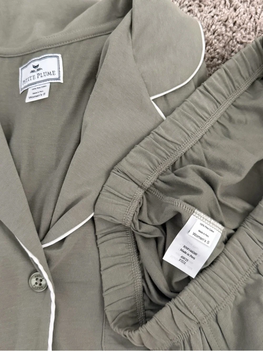 Petite Plume Pima Pajama Set in Sage - Picture 3 of 4